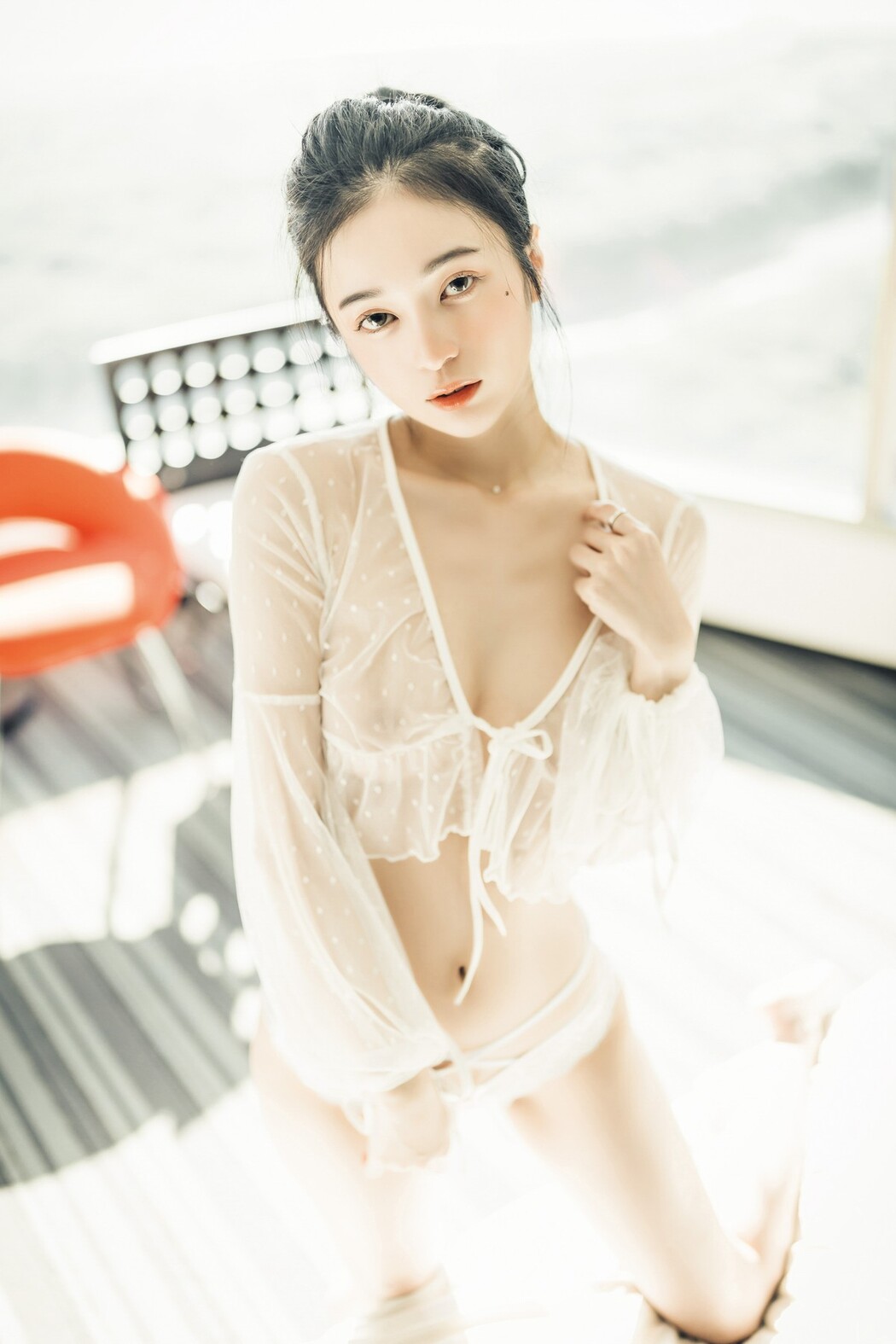 JVID精品 🔞仙仙辰 透明罩衫 透明駱駝蹄內褲 濕潤黑絲 我的女友 這次有點色😈有點甜 Set.01