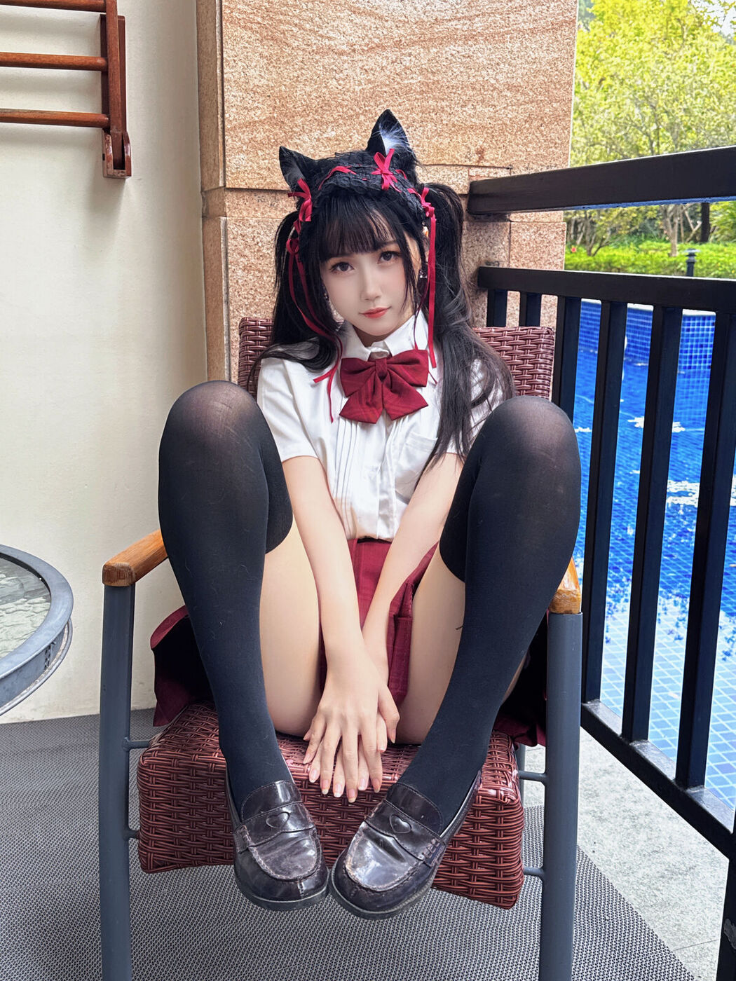 Coser@不呆猫 – 温泉双马尾JK