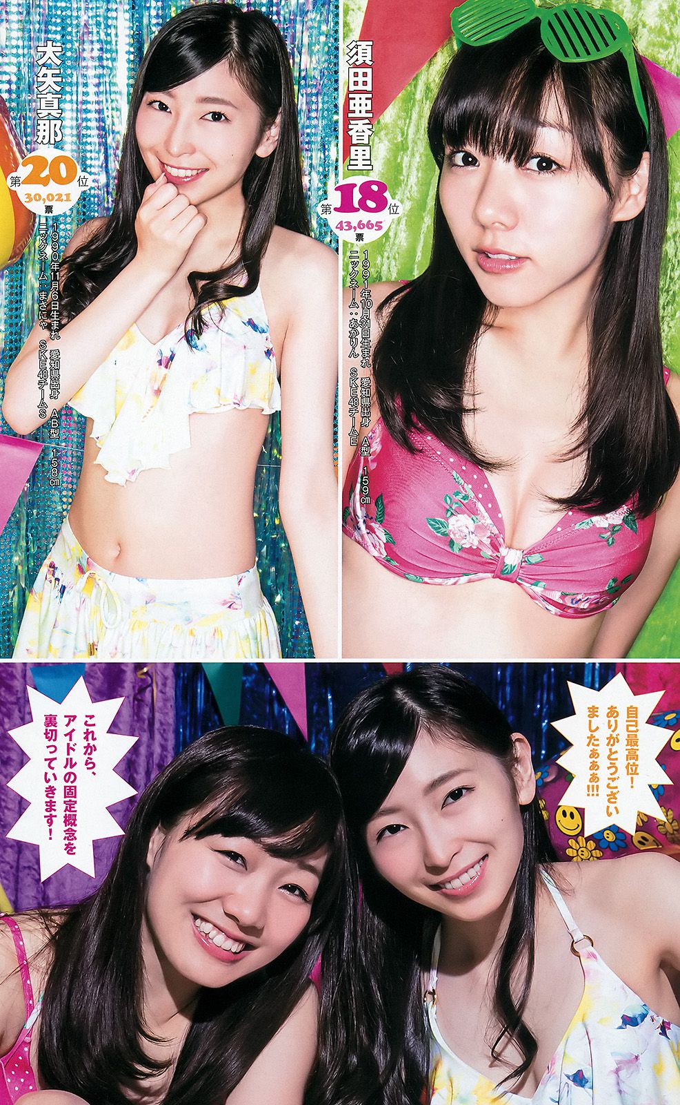 Yuria Kizaki Nana Okada AKB48 Under Girls [Weekly Young Jump] 2015 No.36-37 Photograph