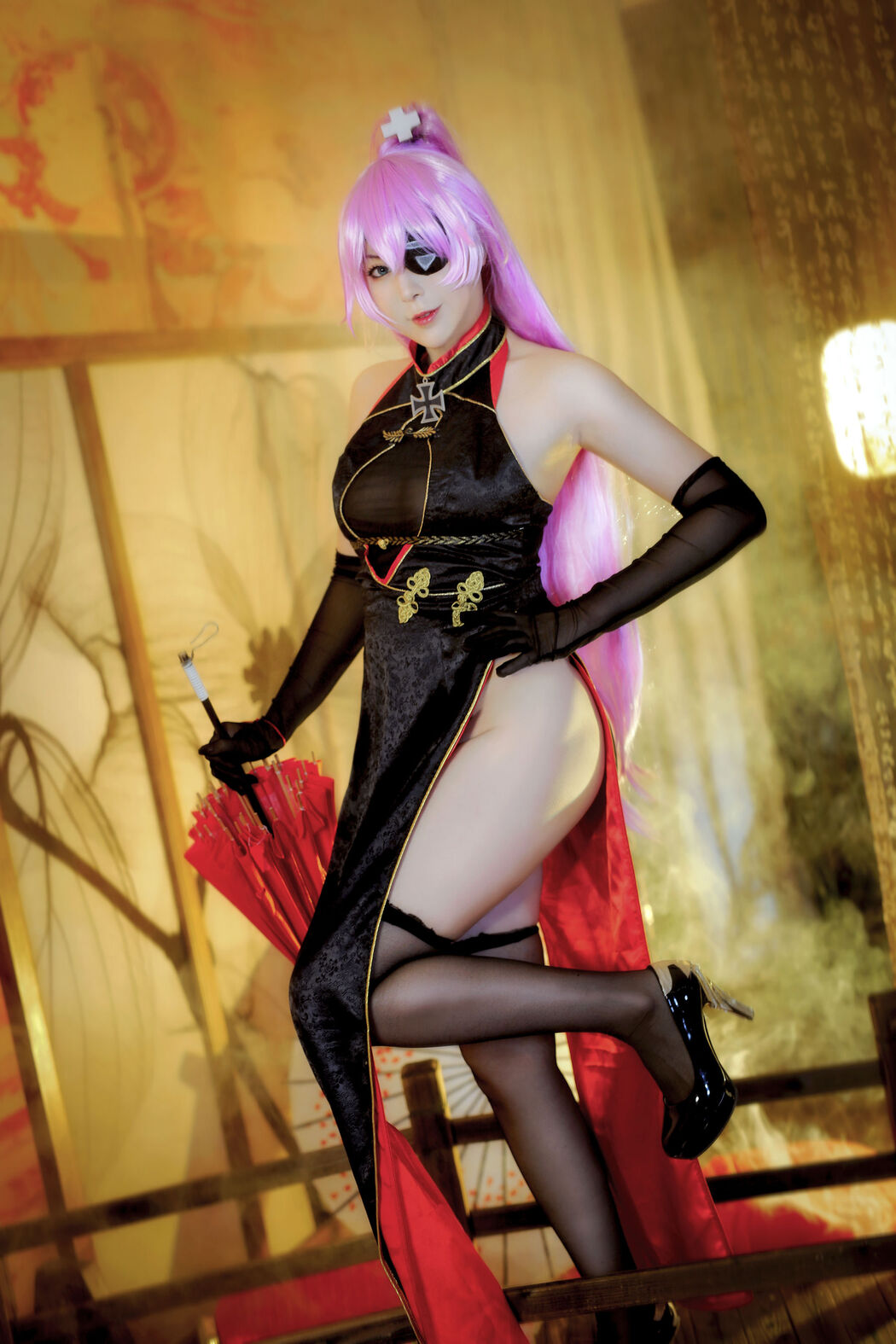 [Internet Celebrity COSER Photo] Xiao Rongzai Gu Gu Gu - Sharnhorst Cheongsam