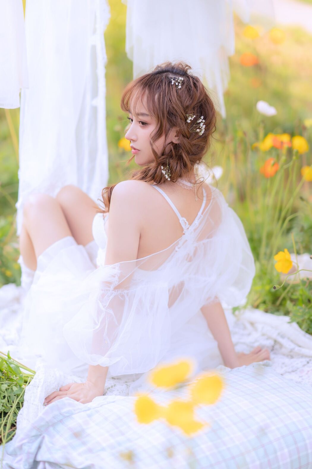 [Internet celebrity COSER photo] Douyu rice noodle sama photo - summer limited clothes drying