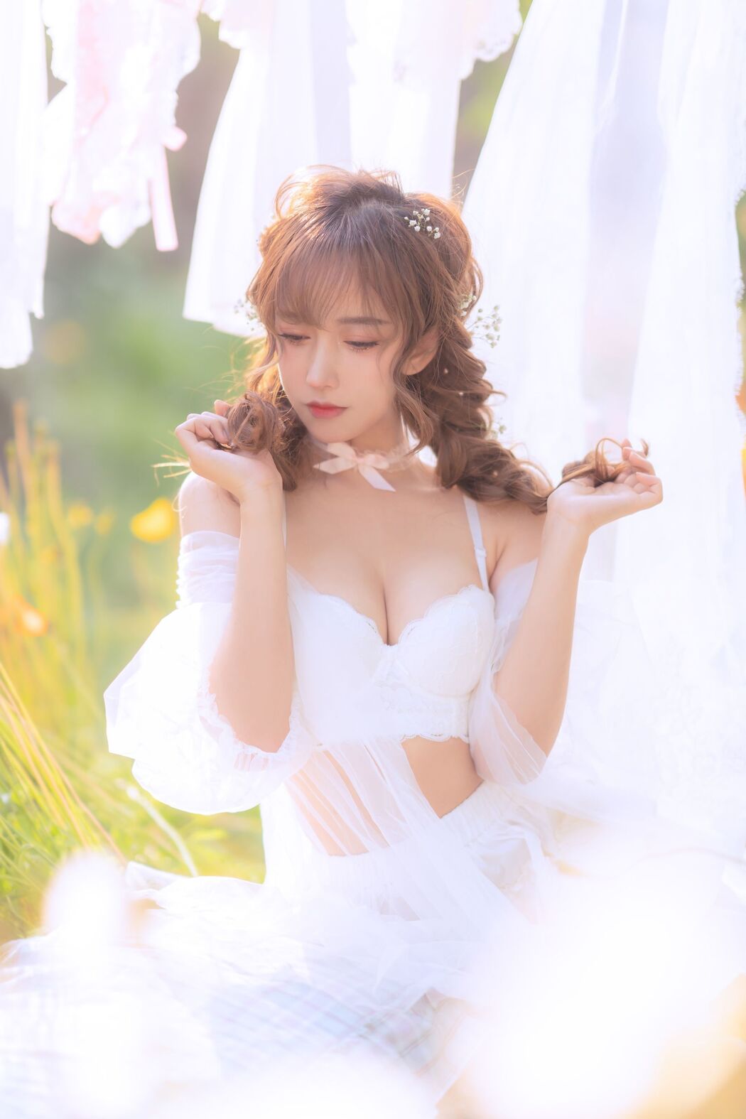 [Internet celebrity COSER photo] Douyu rice noodle sama photo - summer limited clothes drying