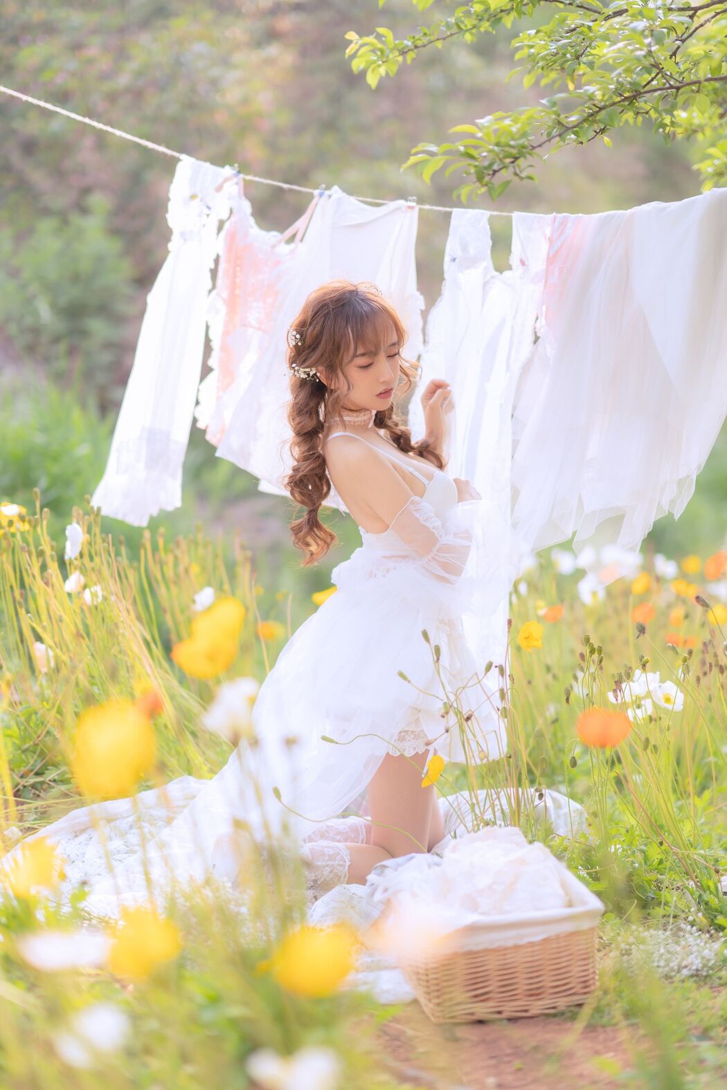 [Internet celebrity COSER photo] Douyu rice noodle sama photo - summer limited clothes drying