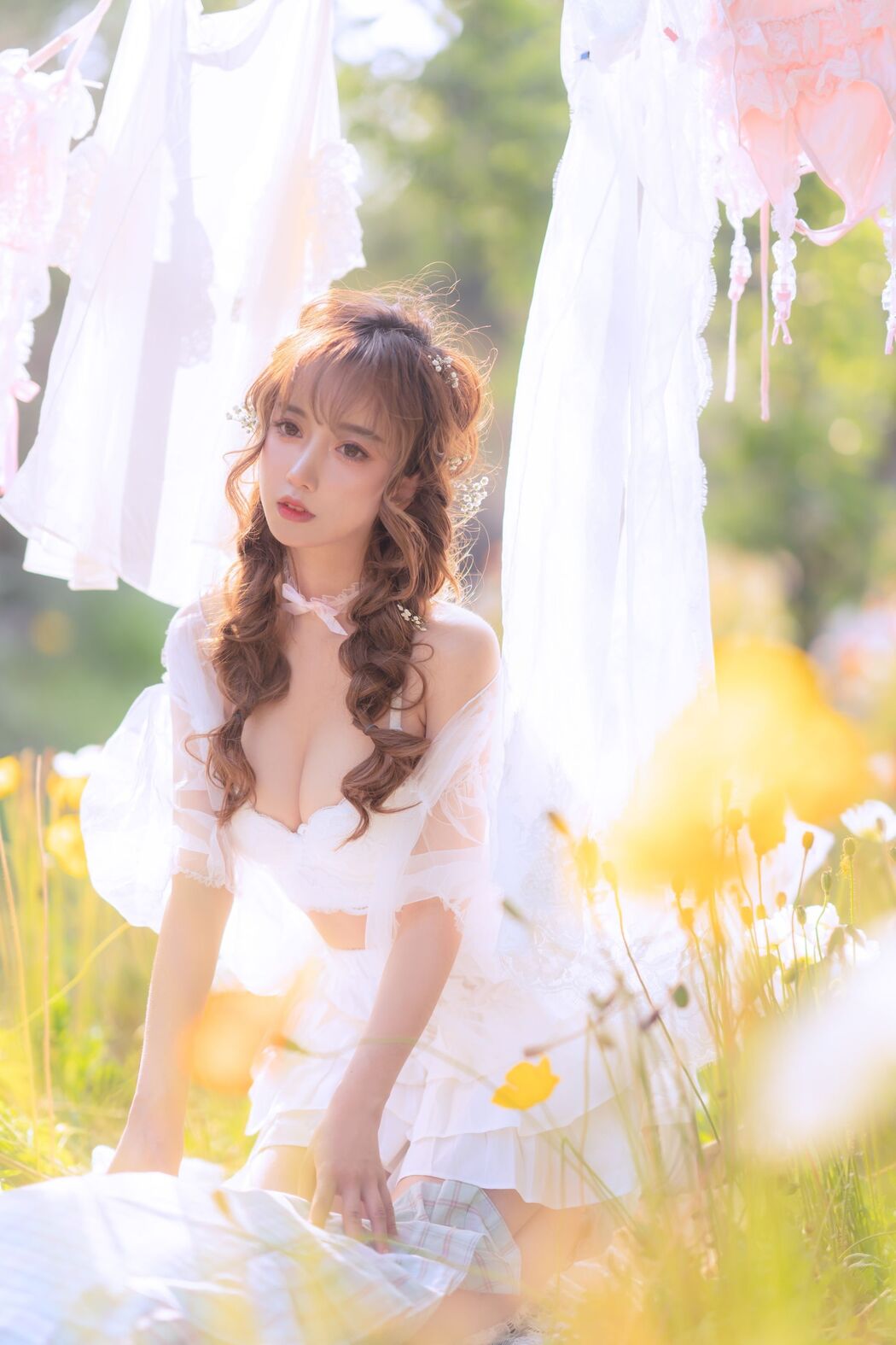[Internet celebrity COSER photo] Douyu rice noodle sama photo - summer limited clothes drying