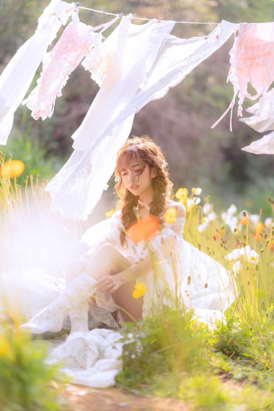 [Internet celebrity COSER photo] Douyu rice noodle sama photo - summer limited clothes drying