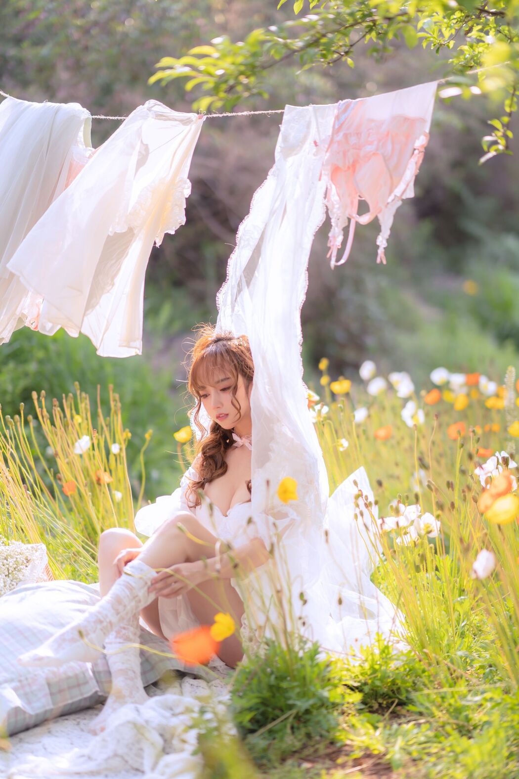 [Internet celebrity COSER photo] Douyu rice noodle sama photo - summer limited clothes drying