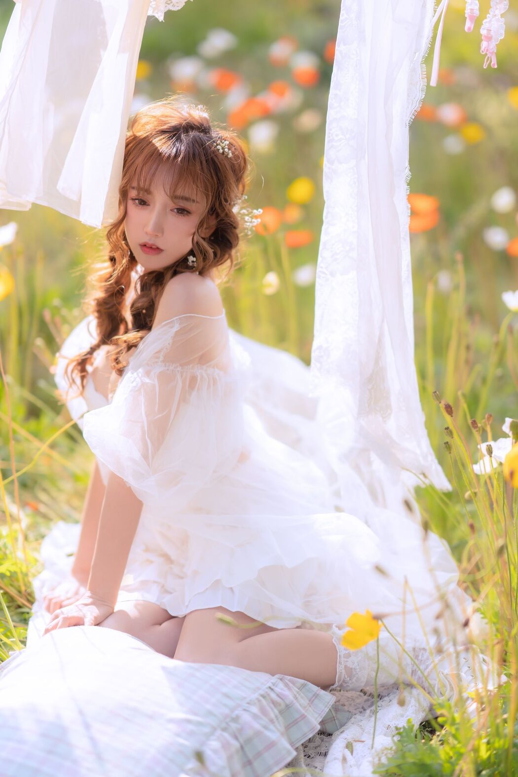 [Internet celebrity COSER photo] Douyu rice noodle sama photo - summer limited clothes drying