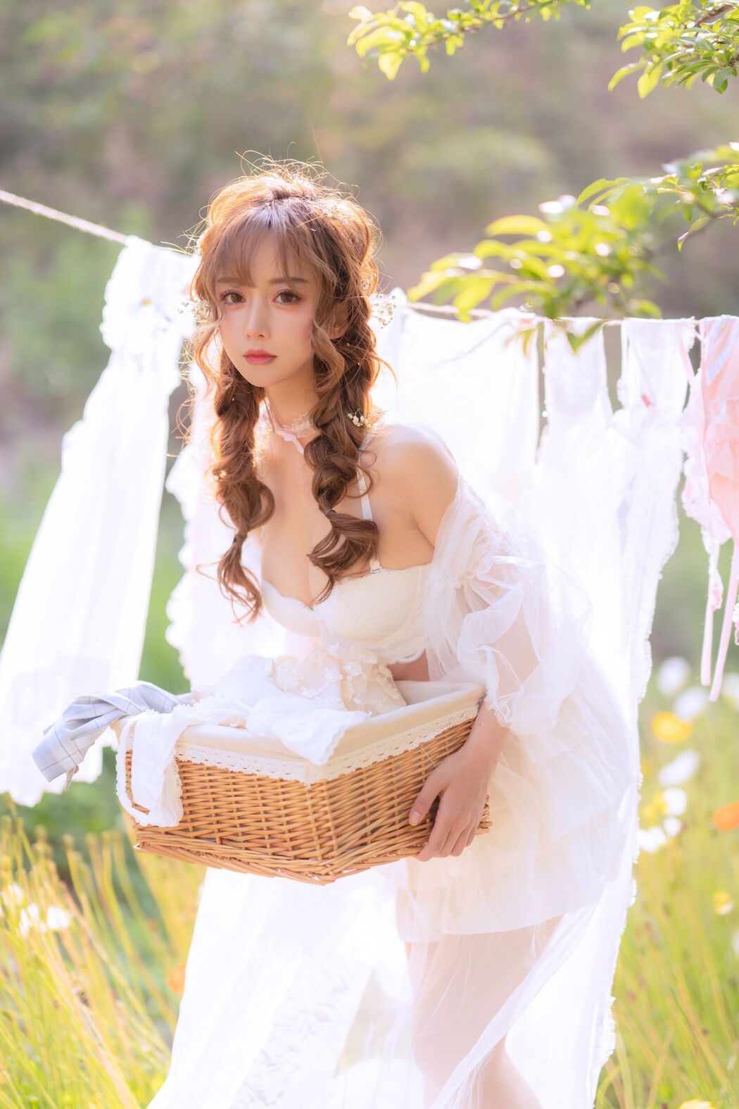 [Internet celebrity COSER photo] Douyu rice noodle sama photo - summer limited clothes drying