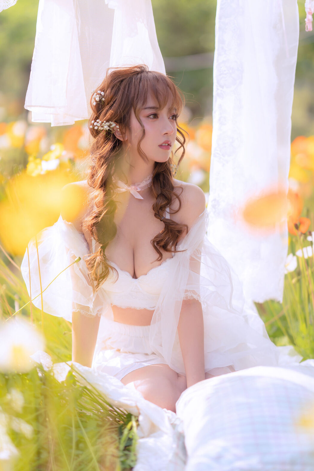 [Internet celebrity COSER photo] Douyu rice noodle sama photo - summer limited clothes drying