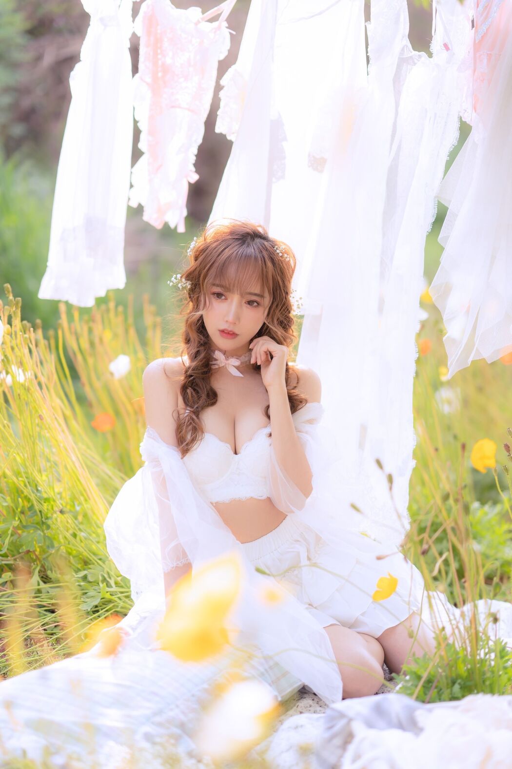 [Internet celebrity COSER photo] Douyu rice noodle sama photo - summer limited clothes drying