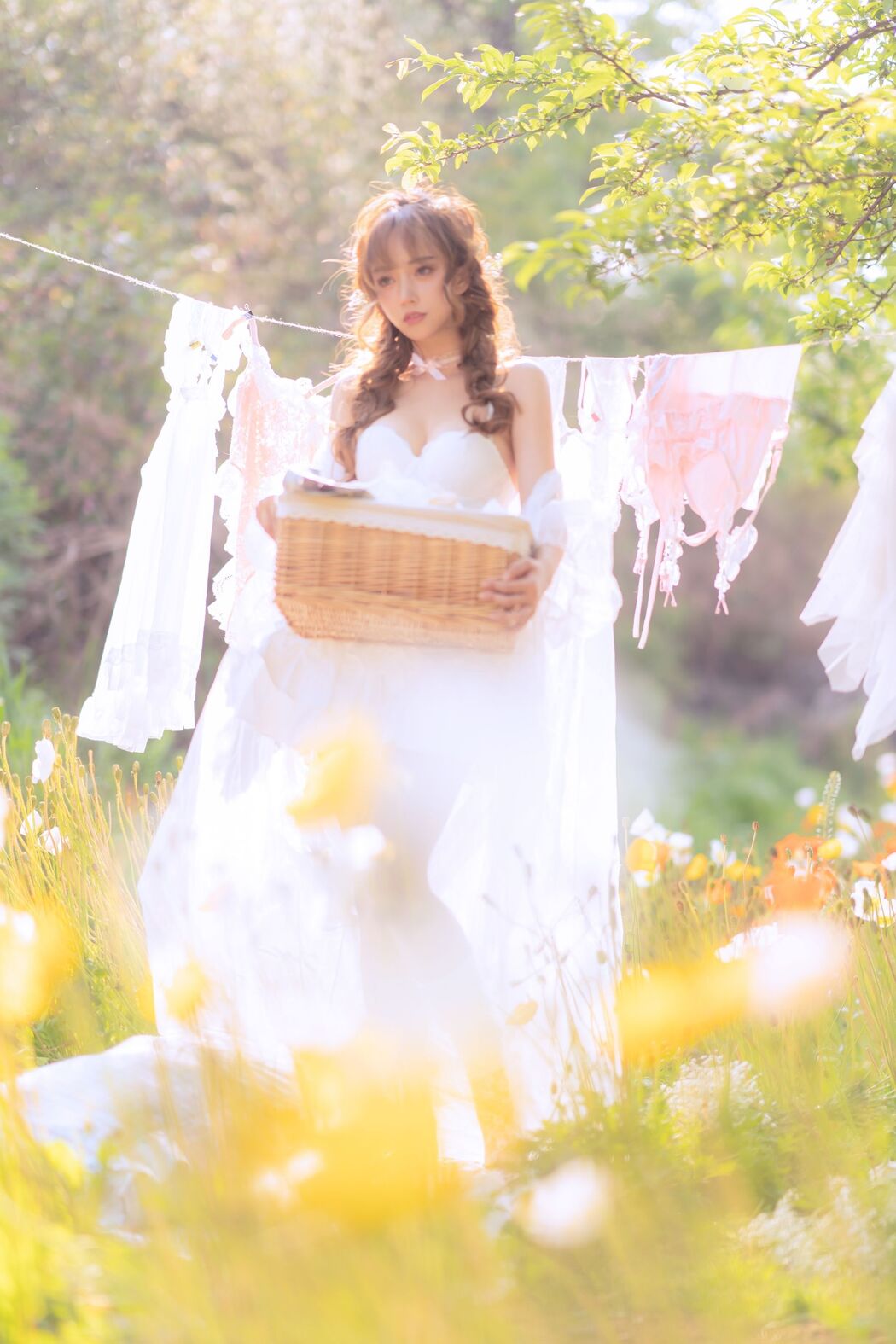 [Internet celebrity COSER photo] Douyu rice noodle sama photo - summer limited clothes drying