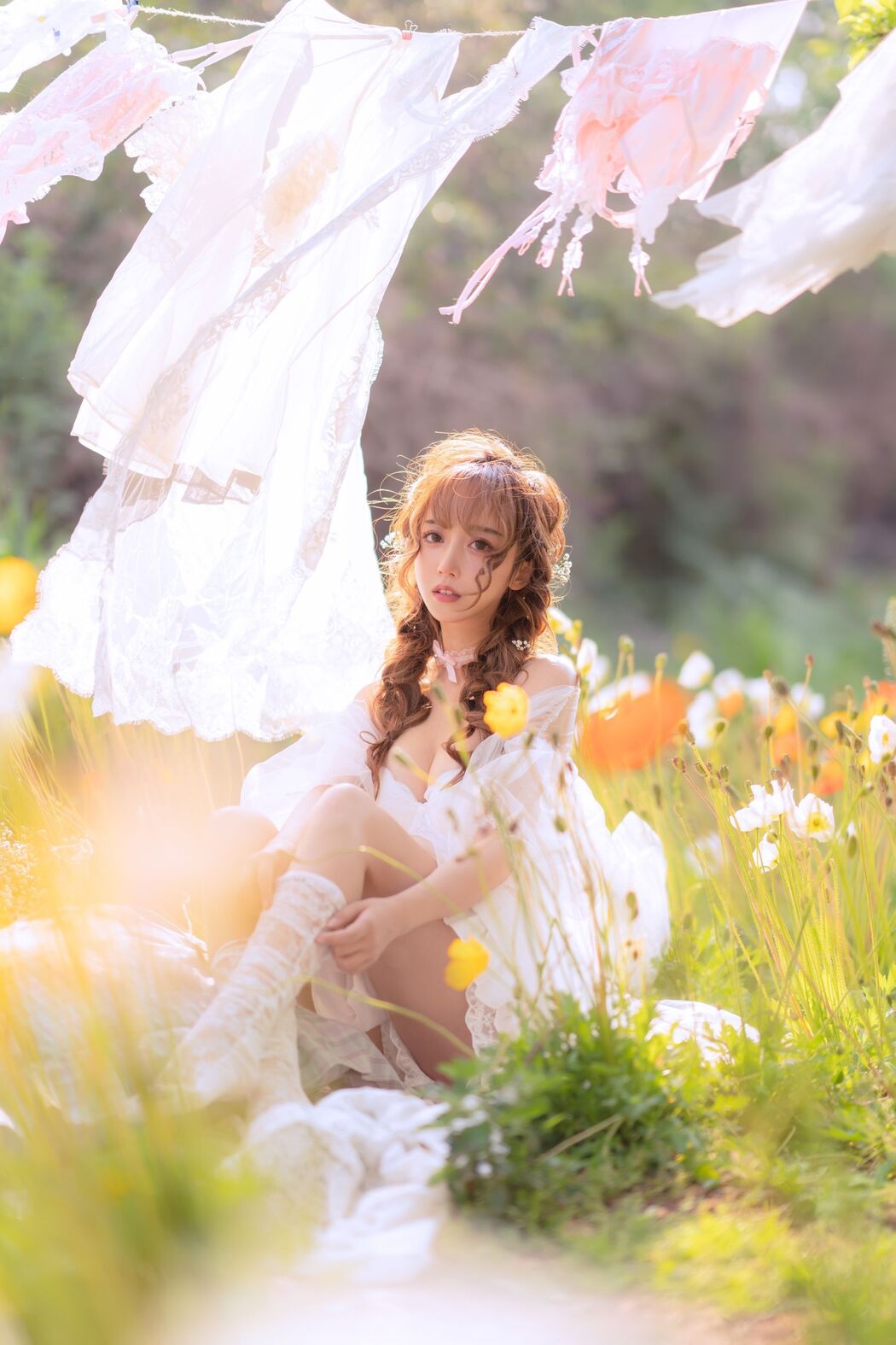 [Internet celebrity COSER photo] Douyu rice noodle sama photo - summer limited clothes drying