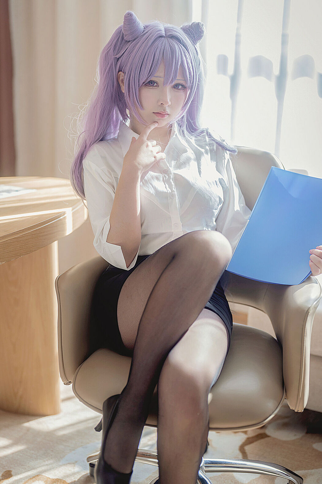 Coser@樱梨梨Eriri – 刻晴秘书 Cover Photo