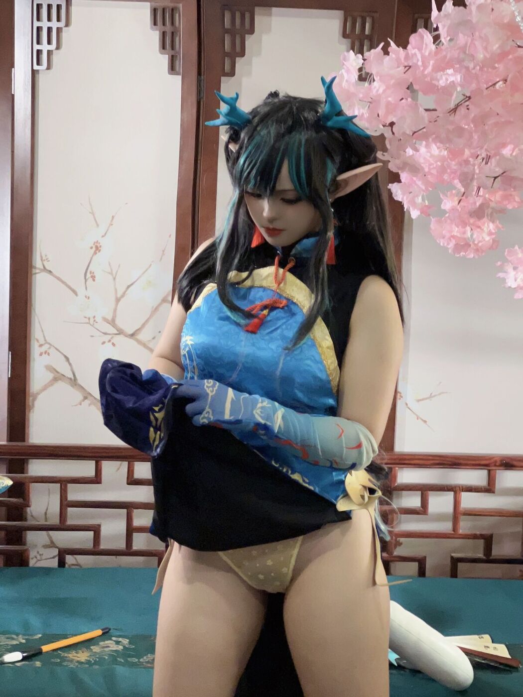 Coser@小和甜酒 – 橙风千雅 年夕旗袍双人御守 Part3