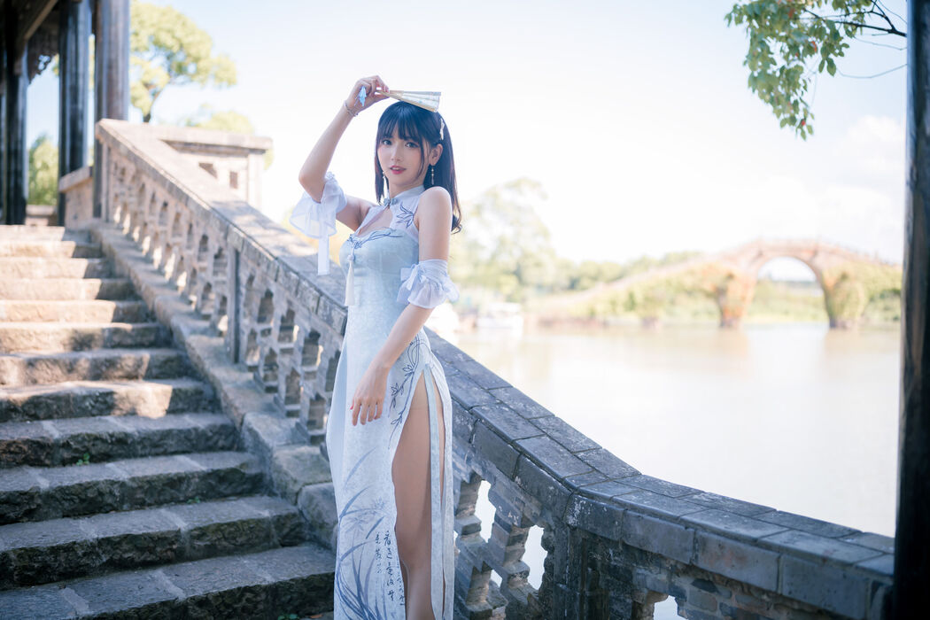 [Welfare COS] Cute girl Lu Qingqing kyokyo - blue cheongsam