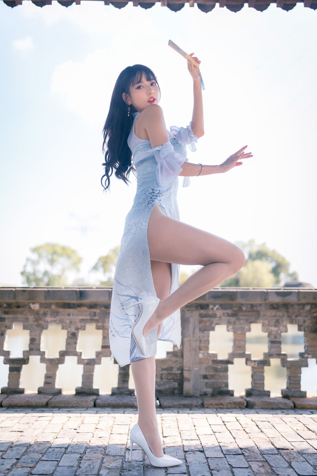 [Welfare COS] Cute girl Lu Qingqing kyokyo - blue cheongsam Cover Photo