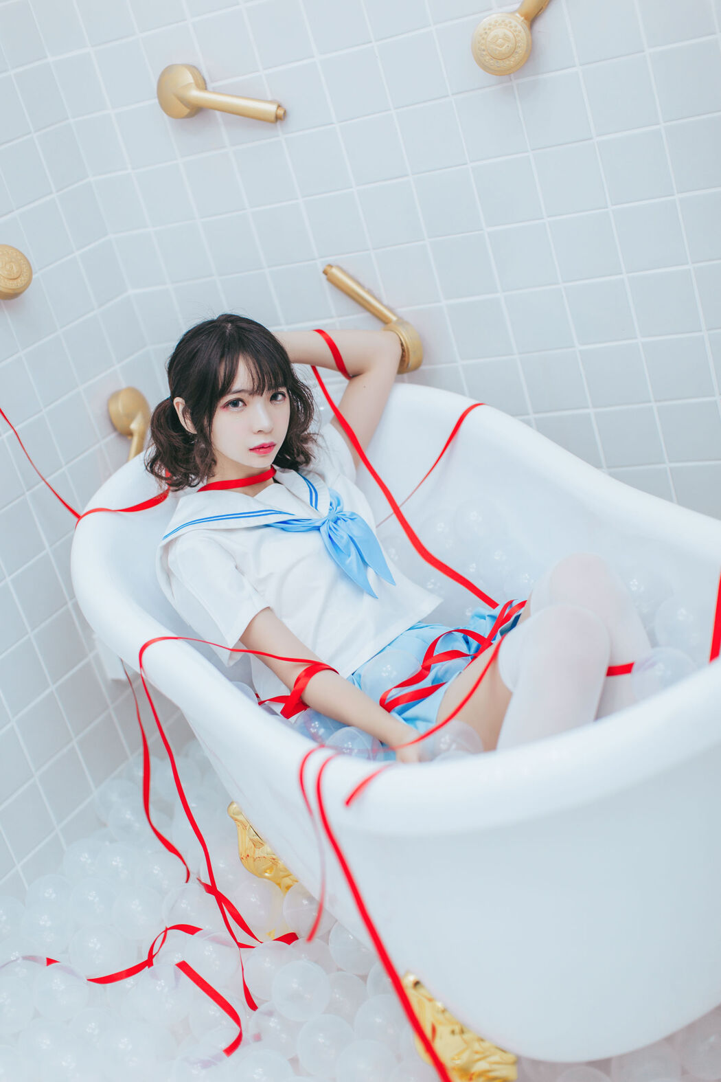 Crazy Cat ss "Pajamas and Sailor Suit in Bathroom" [Lolita COS]