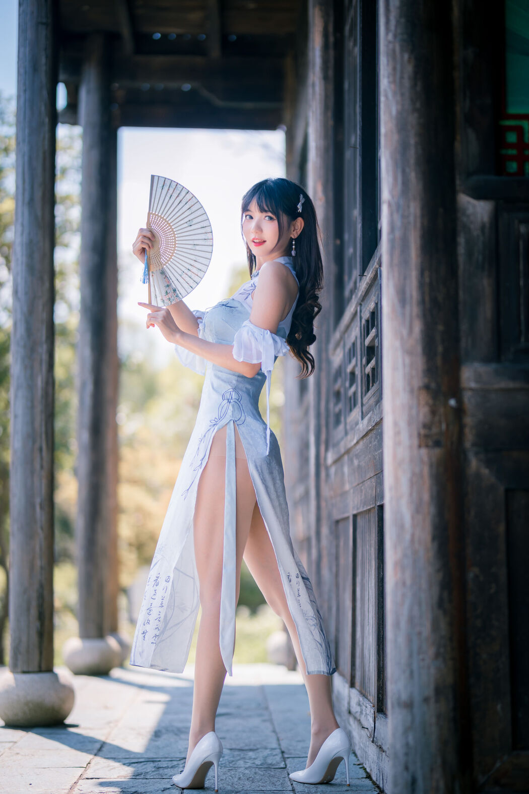 [Welfare COS] Cute girl Lu Qingqing kyokyo - blue cheongsam