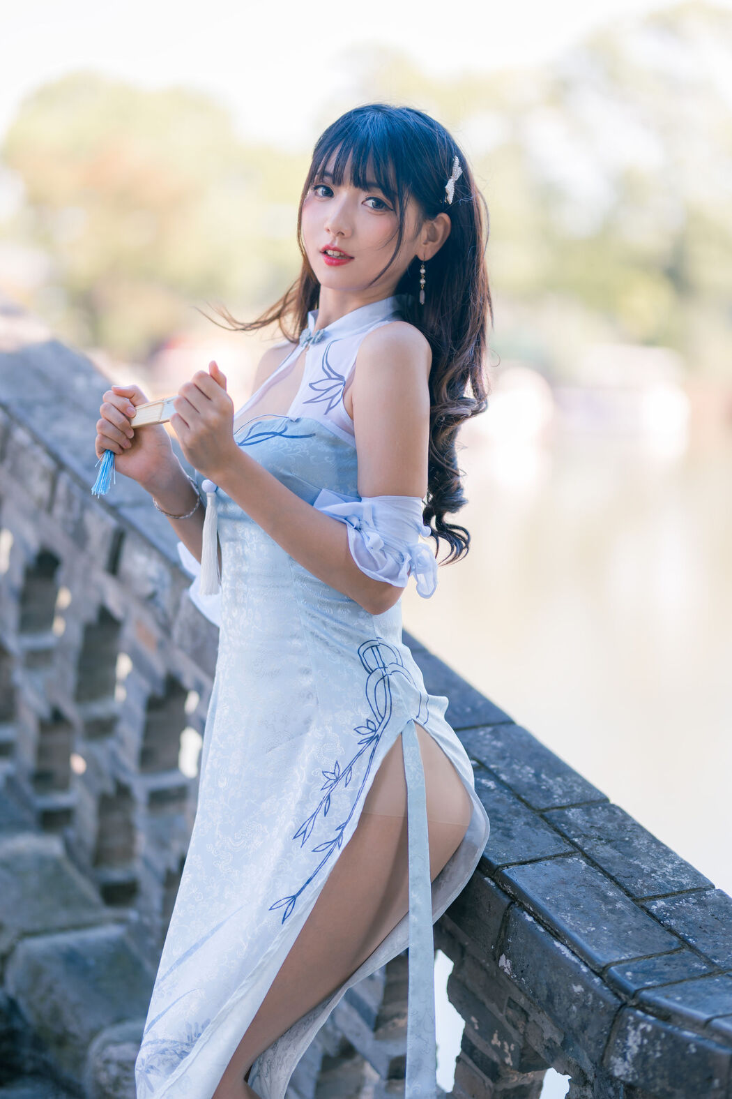 [Welfare COS] Cute girl Lu Qingqing kyokyo - blue cheongsam