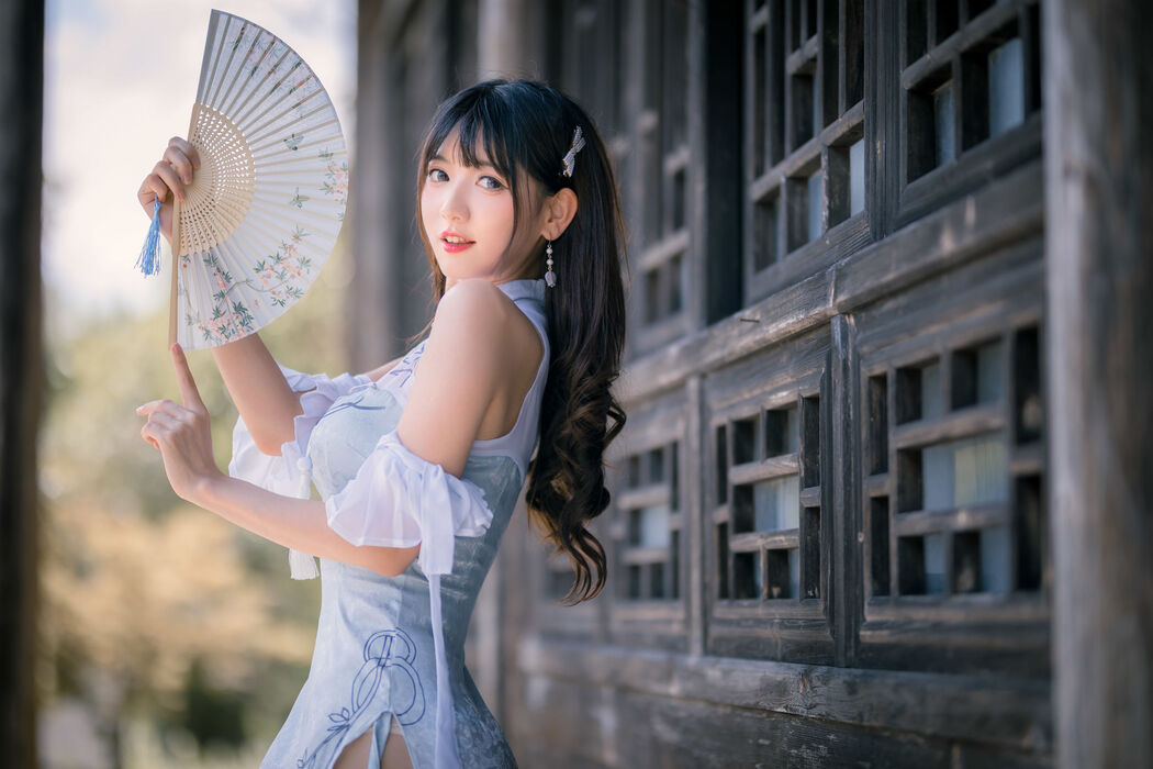 [Welfare COS] Cute girl Lu Qingqing kyokyo - blue cheongsam
