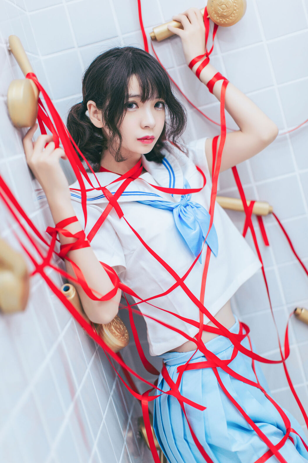 Crazy Cat ss "Pajamas and Sailor Suit in Bathroom" [Lolita COS]