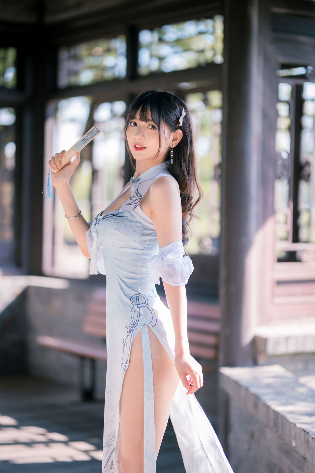 [Welfare COS] Cute girl Lu Qingqing kyokyo - blue cheongsam