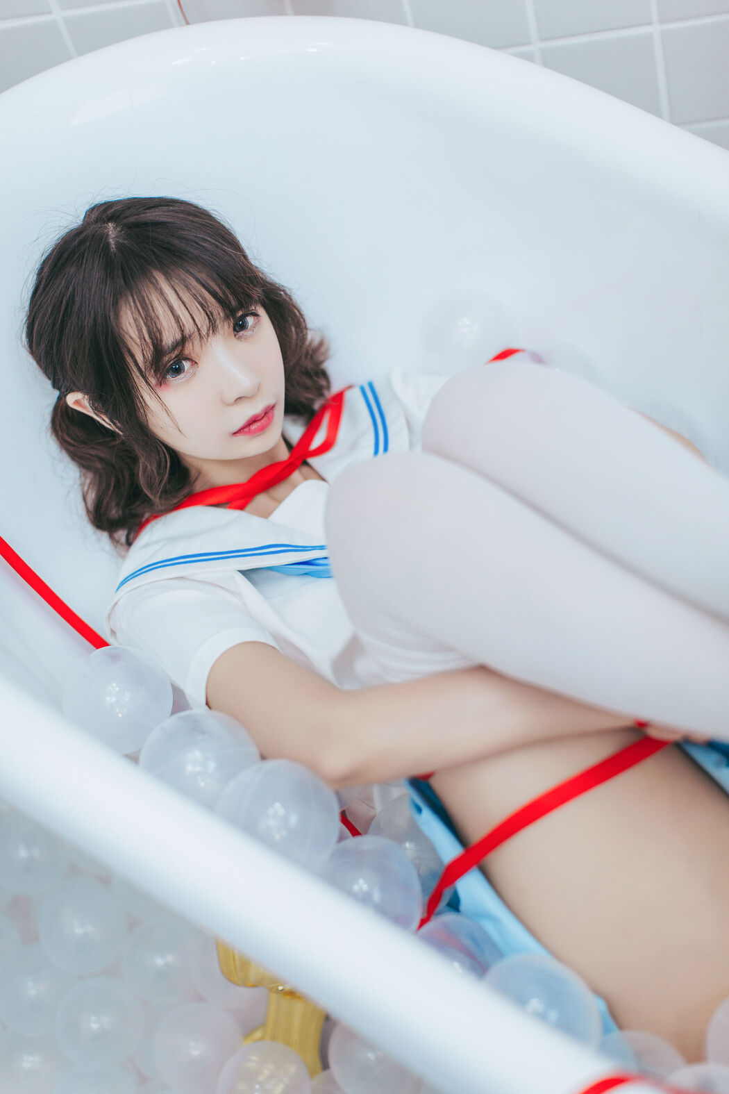 Crazy Cat ss "Pajamas and Sailor Suit in Bathroom" [Lolita COS]