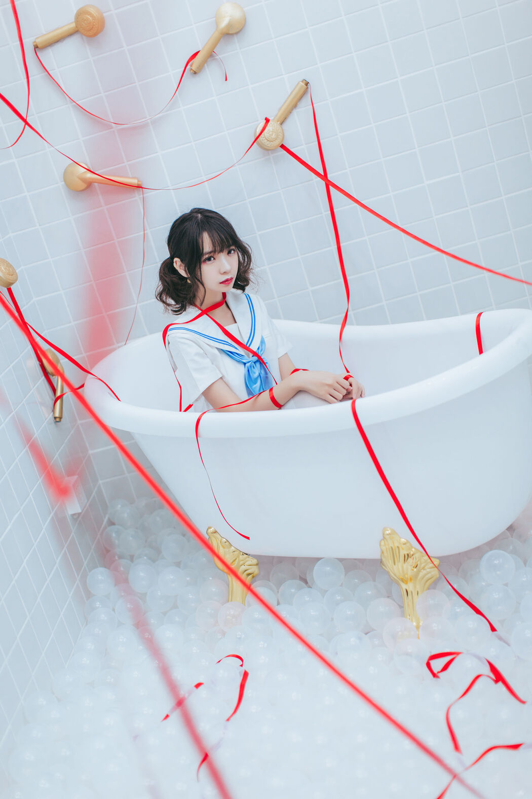 Crazy Cat ss "Pajamas and Sailor Suit in Bathroom" [Lolita COS]