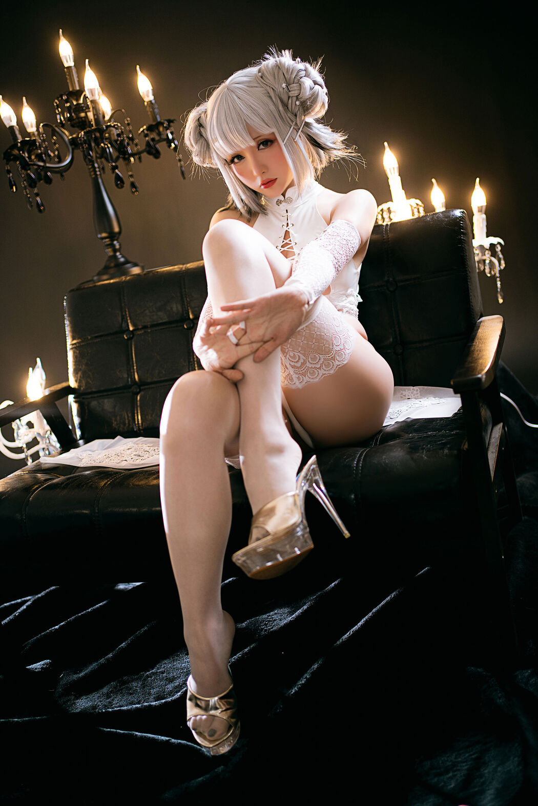 [COS Welfare] Miss Coser Star Chichi - White Dog Gou Cheongsam
