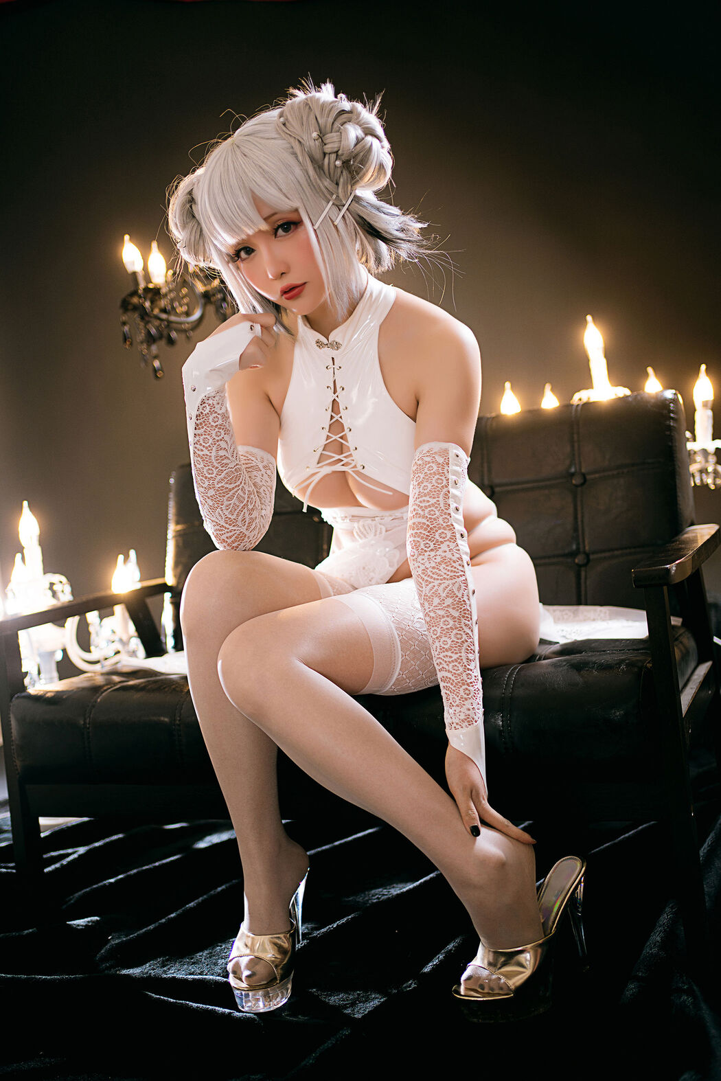 [COS Welfare] Miss Coser Star Chichi - White Dog Gou Cheongsam