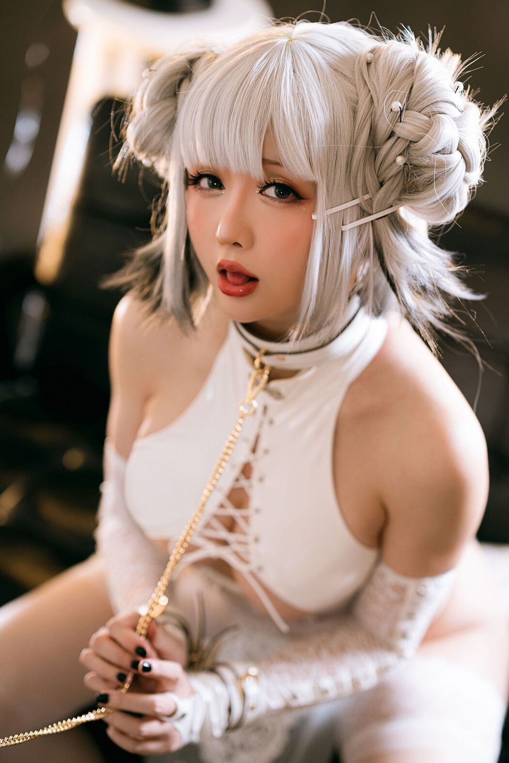 [COS Welfare] Miss Coser Star Chichi - White Dog Gou Cheongsam