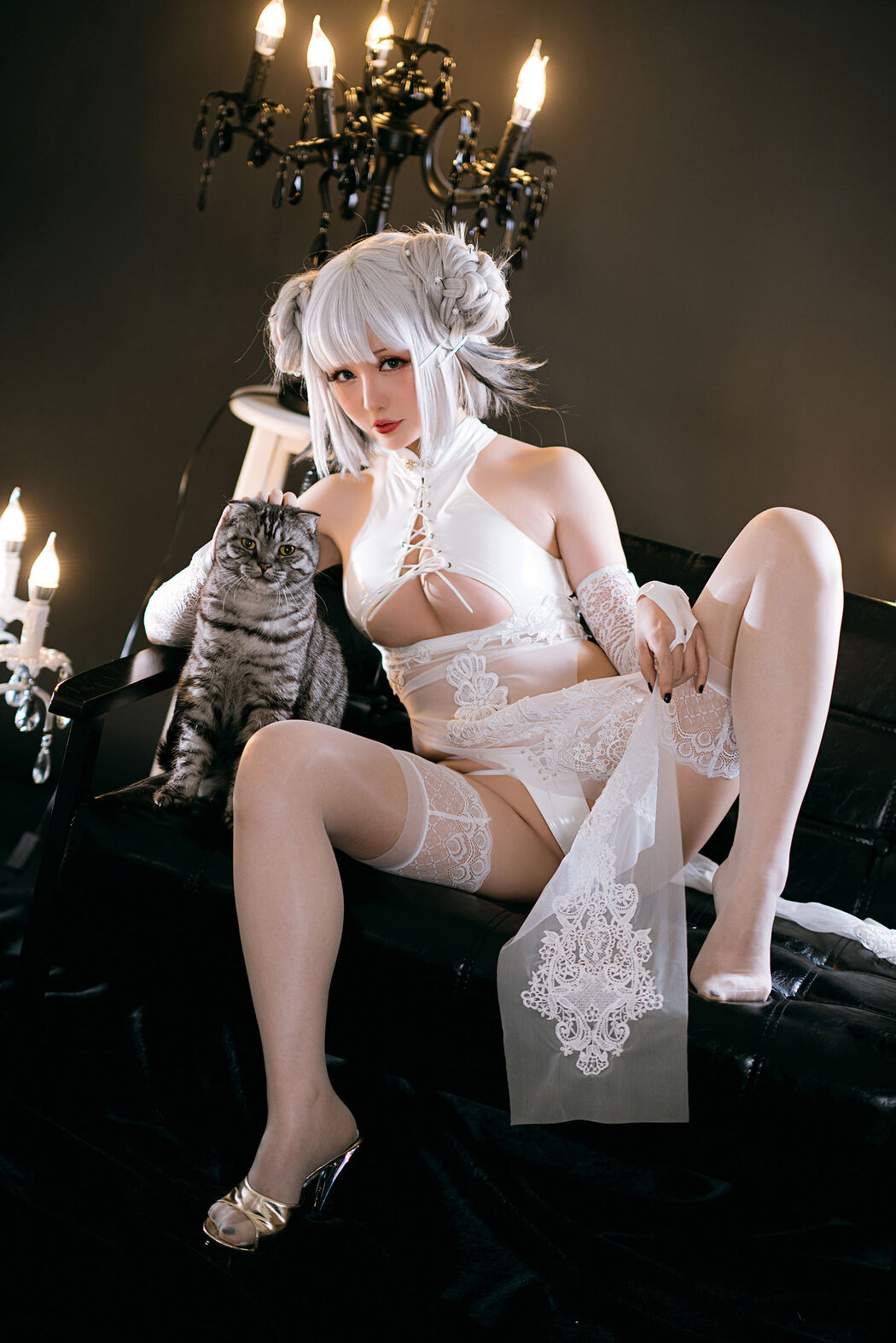 [COS Welfare] Miss Coser Star Chichi - White Dog Gou Cheongsam