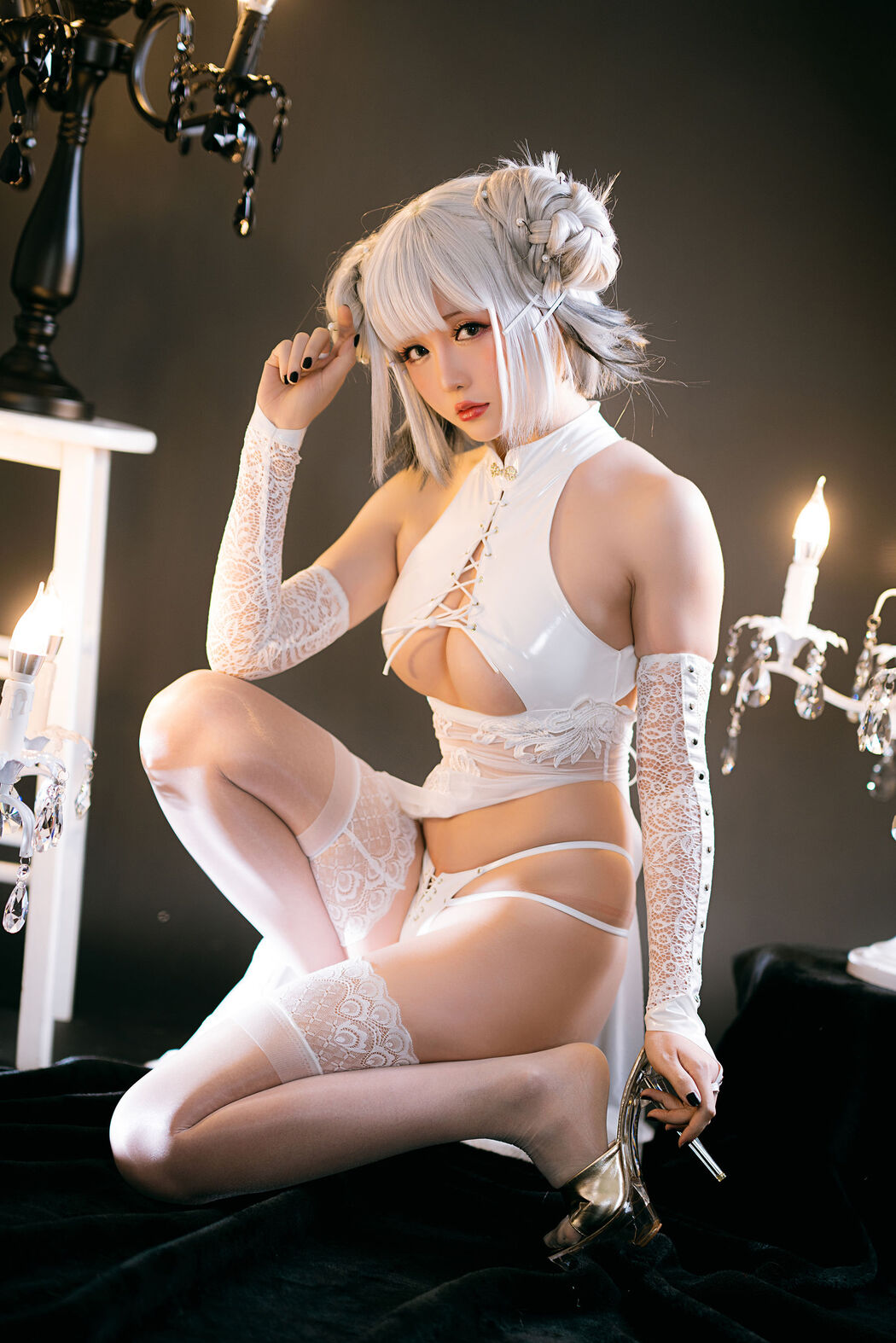 [COS Welfare] Miss Coser Star Chichi - White Dog Gou Cheongsam