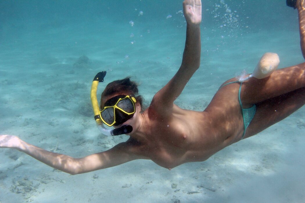 Nude Girl Snorkeling