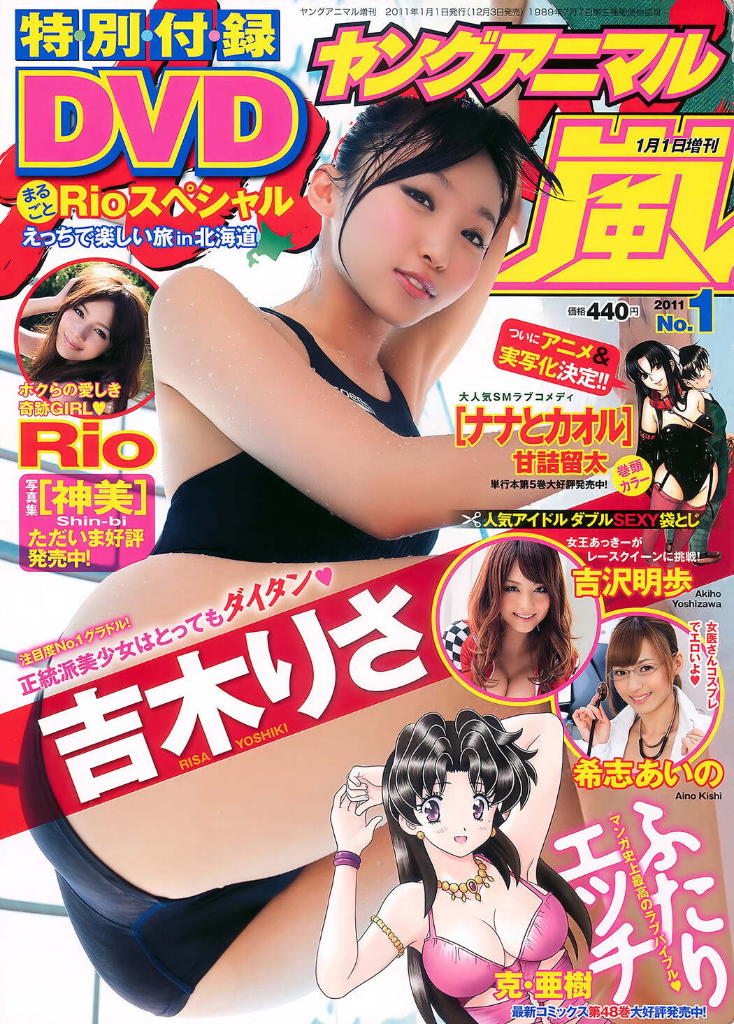 Akiho Yoshizawa 吉沢明歩, Young Animal Arashi 2011 No.01 (ヤングアニマル嵐 2011年1月号) Cover Photo
