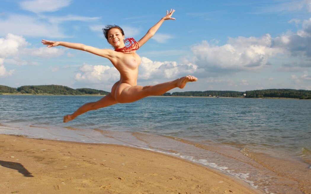 Naked Girl Jumping