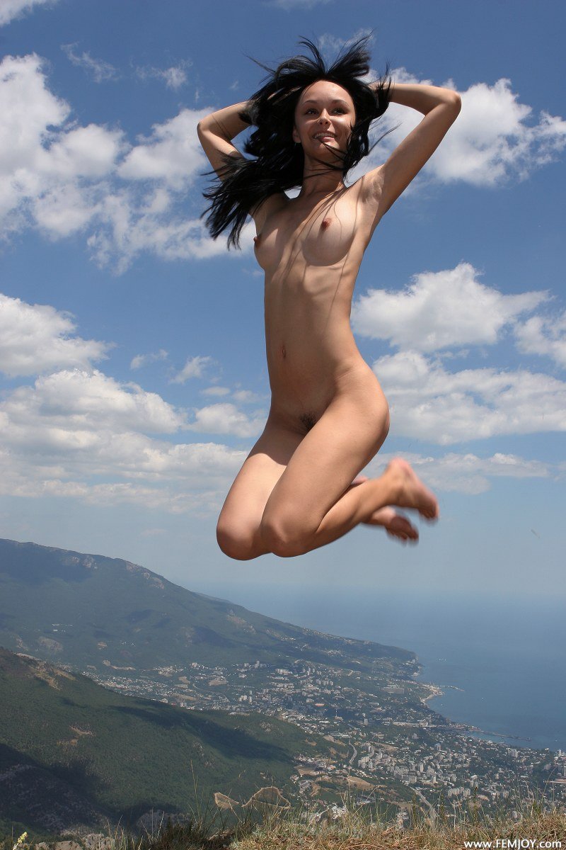 Nude Girl Jumping