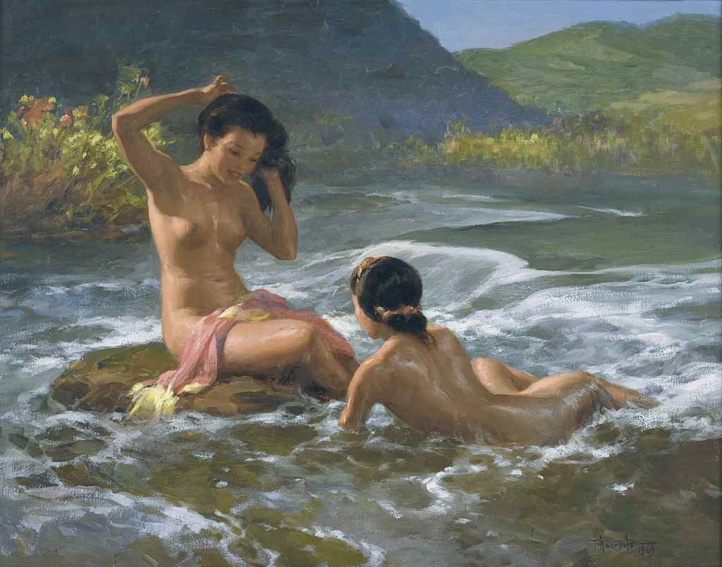 Bathing In The River Naked