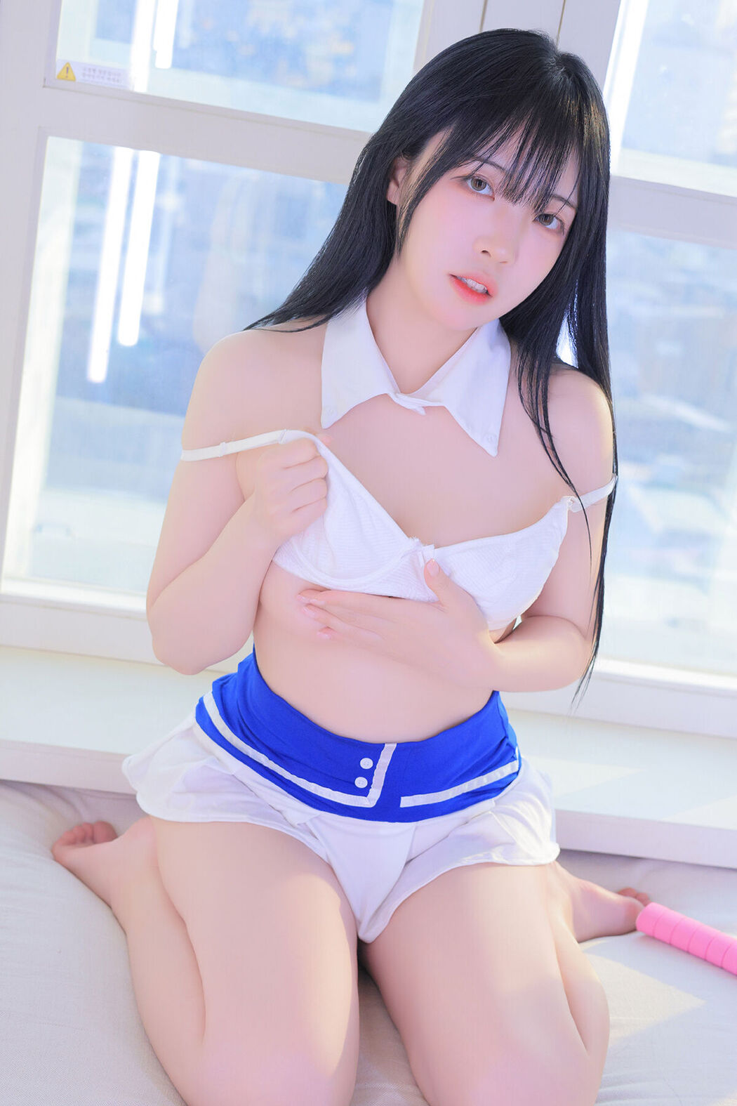 Patreon rinaモモリナ momorina – Blue And White Swimsuit Cover Photo