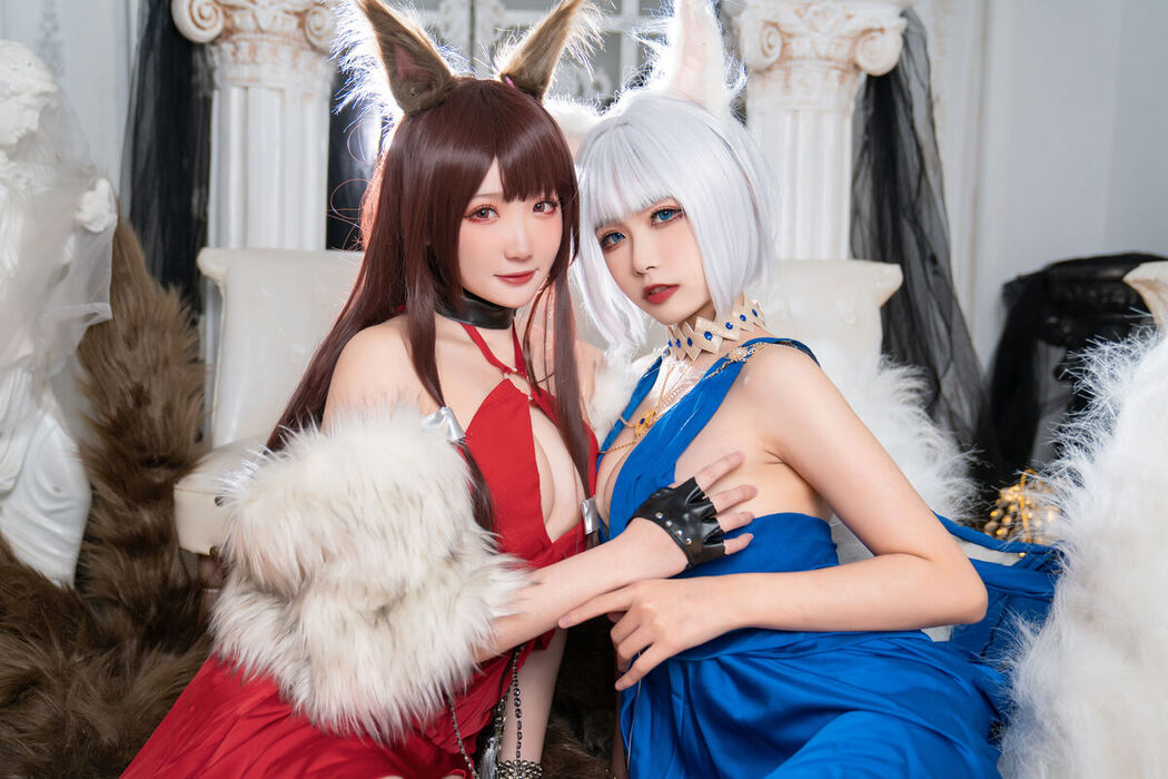 Coser@瓜希酱 And Momoko葵葵 – 碧蓝航线赤城 And 加贺 礼服