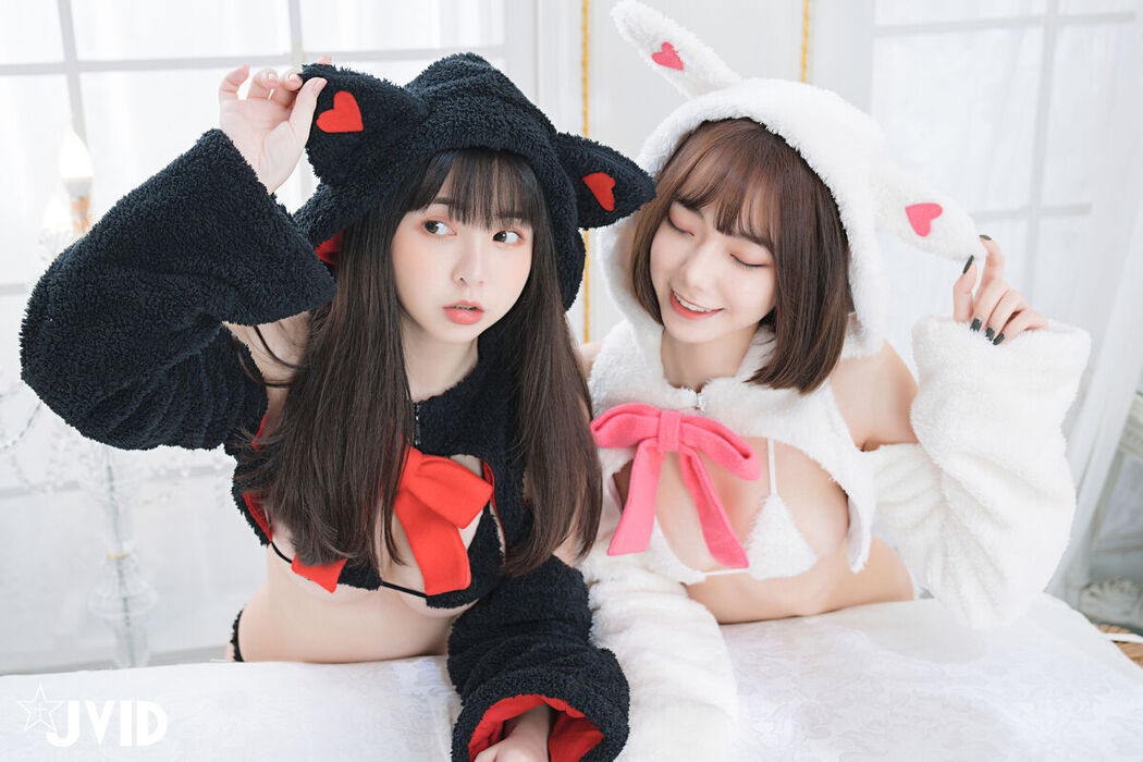 JVID Tai Ni 胎尼 And Jiu Jiu 啾啾 – 私訊有好康活動 雙寵萌系女友 情色貓咪Tiny 純欲小兔啾啾 主人你要選哪一個 Part1
