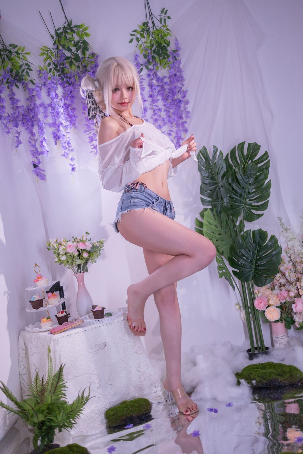 Coser@千反田鹿子 – 罩纱豹纹泳装 (42P)