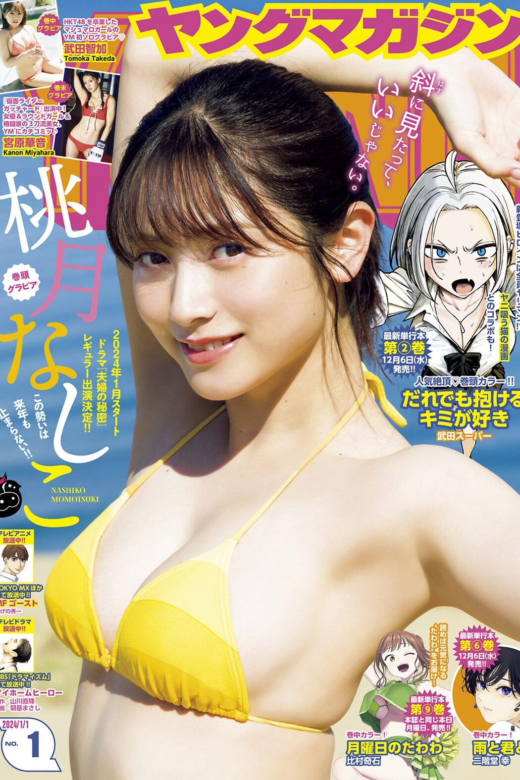Young Magazine 2024 No.01 桃月なしこ 武田智加 宮原華音 Cover Photo