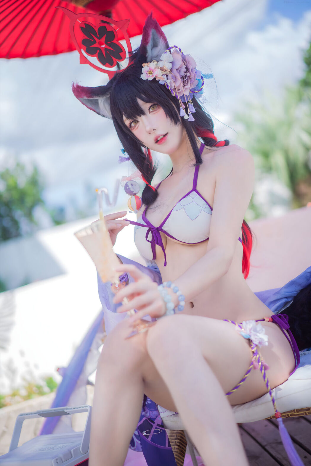 Coser@阿包也是兔娘 &#8211; 蔚蓝档案 狐坂若藻 水着 (33P)
