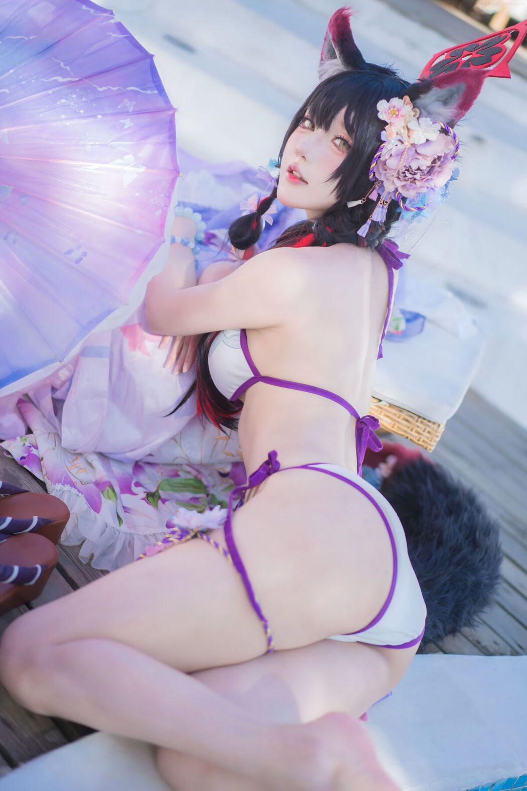 Coser@阿包也是兔娘 &#8211; 蔚蓝档案 狐坂若藻 水着 (33P)