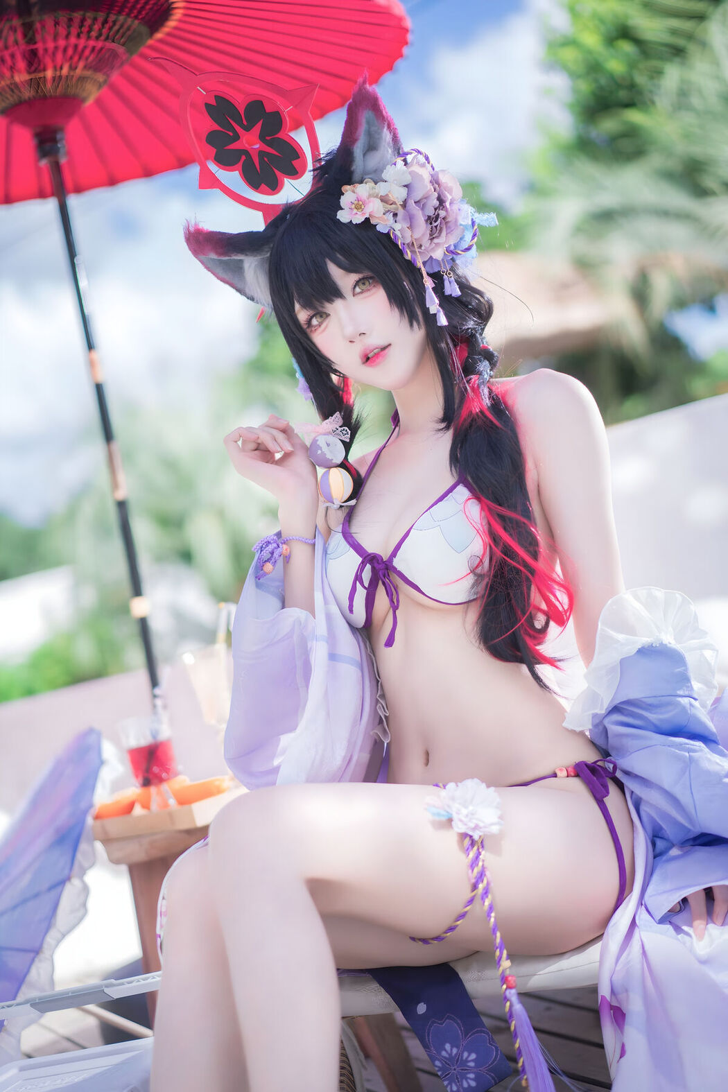 Coser@阿包也是兔娘 &#8211; 蔚蓝档案 狐坂若藻 水着 (33P)