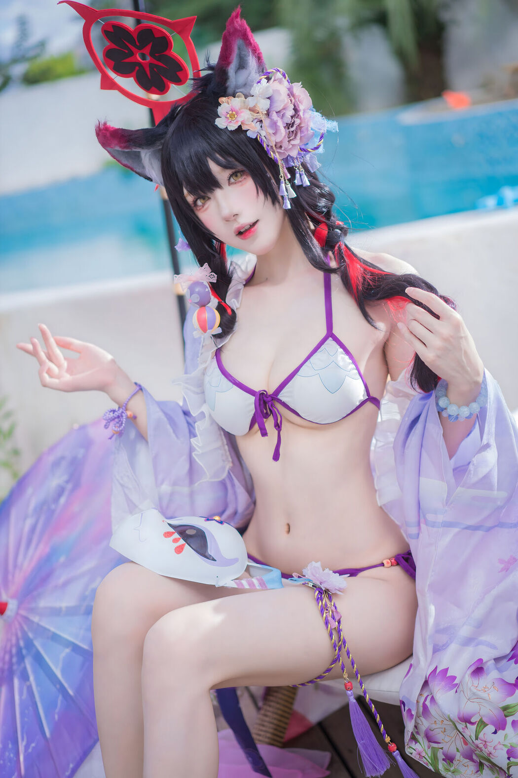Coser@阿包也是兔娘 &#8211; 蔚蓝档案 狐坂若藻 水着 (33P)