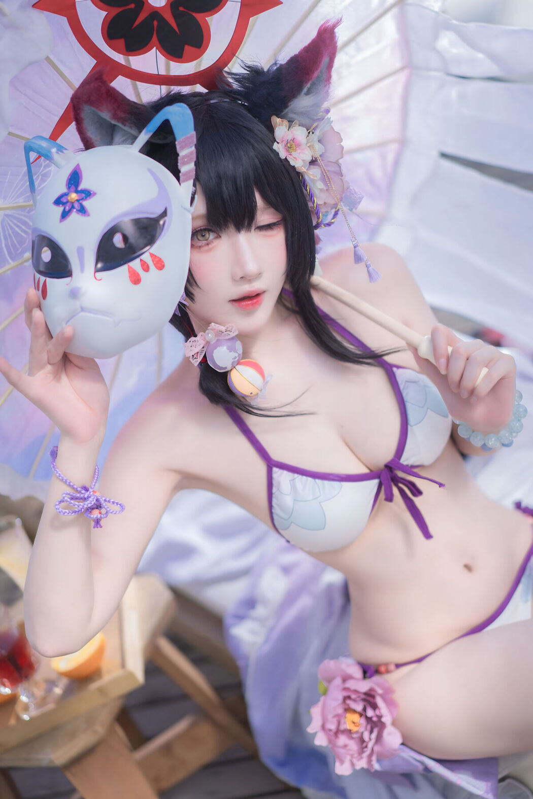 Coser@阿包也是兔娘 &#8211; 蔚蓝档案 狐坂若藻 水着 (33P)