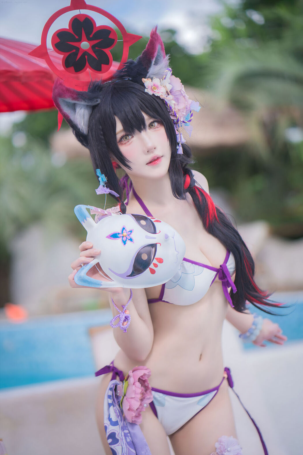 Coser@阿包也是兔娘 &#8211; 蔚蓝档案 狐坂若藻 水着 (33P)