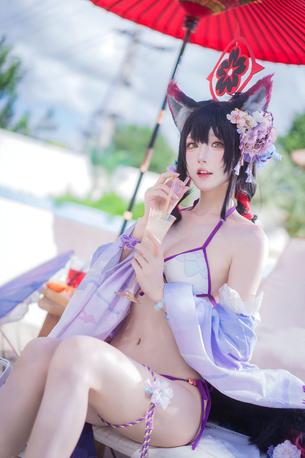 Coser@阿包也是兔娘 &#8211; 蔚蓝档案 狐坂若藻 水着 (33P)